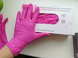 Перчатки нитриловые "Супермакс" смотровые нестерильные неопудренные (розовые, 3,5 гр.),размер XS